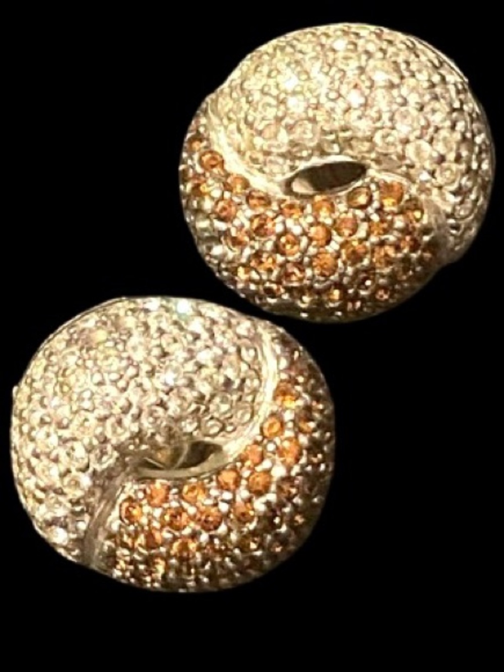 Vintage  Modital Bijoux 925 Sterling Clip-On Earrings Two-Tone pavé Rhinestones